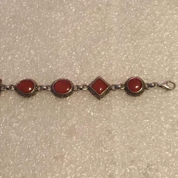 Gorgeous and vintage sterling silver carnelian stone bracelet - Picture 12 of 12